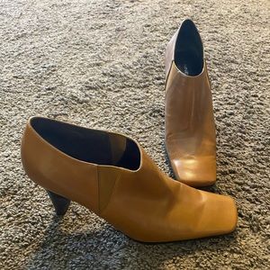Nine West Leather Square Toe Heel Booties